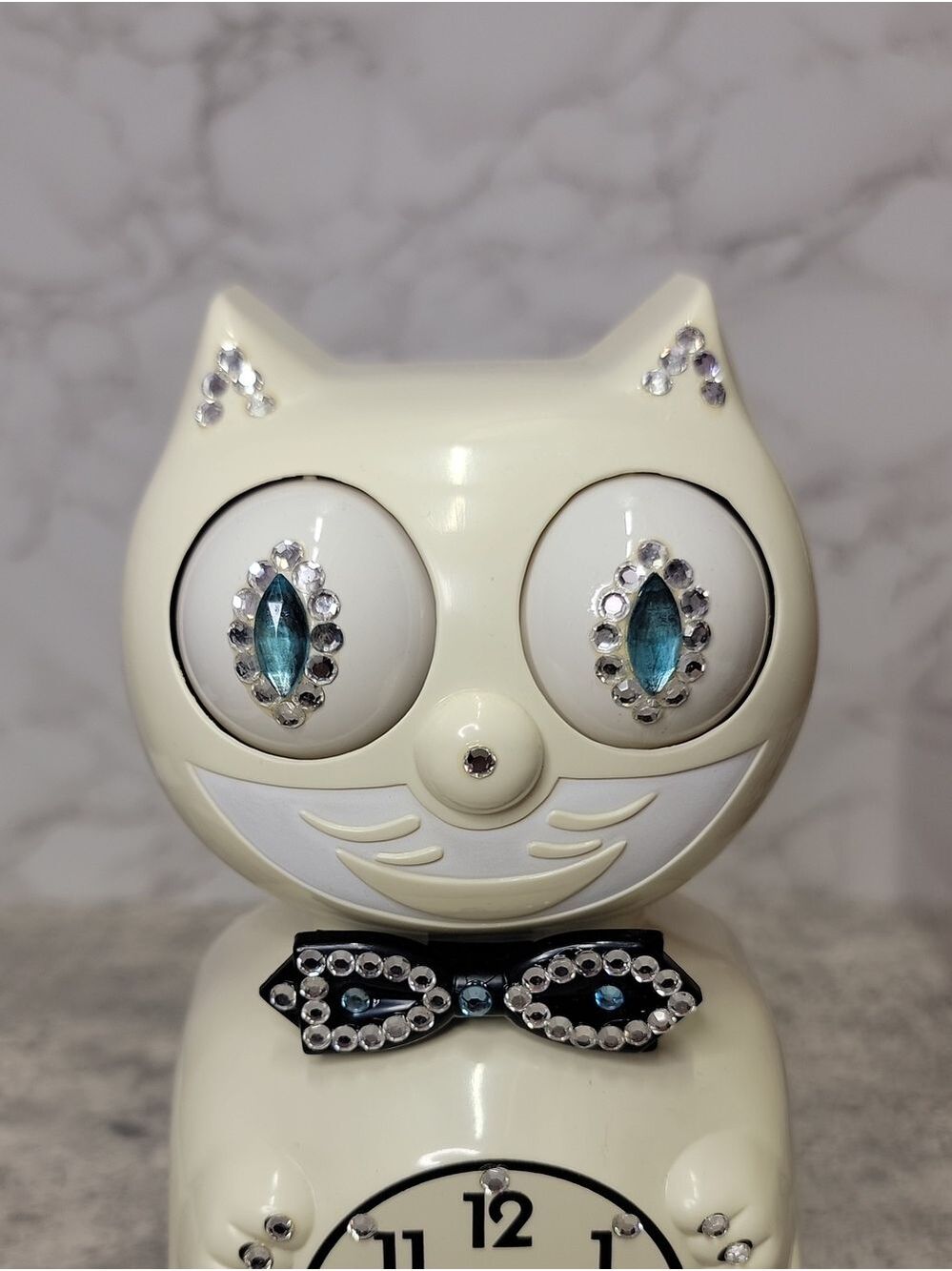 Super Rare Vintage Antique Ivory Jeweled Kit-Cat Klock Clock